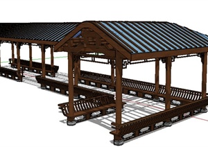 园林景观之古典中式廊架设计SU(草图大师)模型1