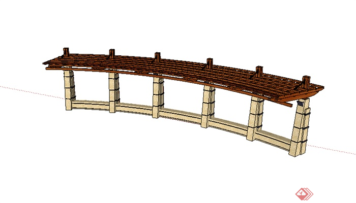 某弧形廊架设计SU模型素材(1)