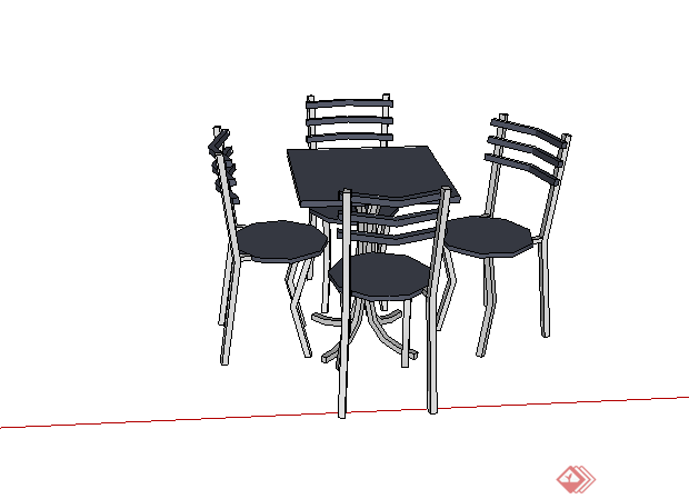 某园林景观桌凳设计SU模型素材(1)
