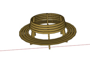 某园林景观树池坐凳设计SU(草图大师)模型素材