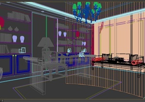 某中式书房整套设计3DMAX模型