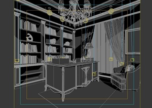 某欧式小书房室内设计3DMAX模型