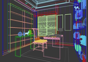 某现代书房室内设计整套3DMAX模型