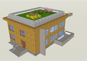 某现代建筑屋顶花园设计SU(草图大师)模型