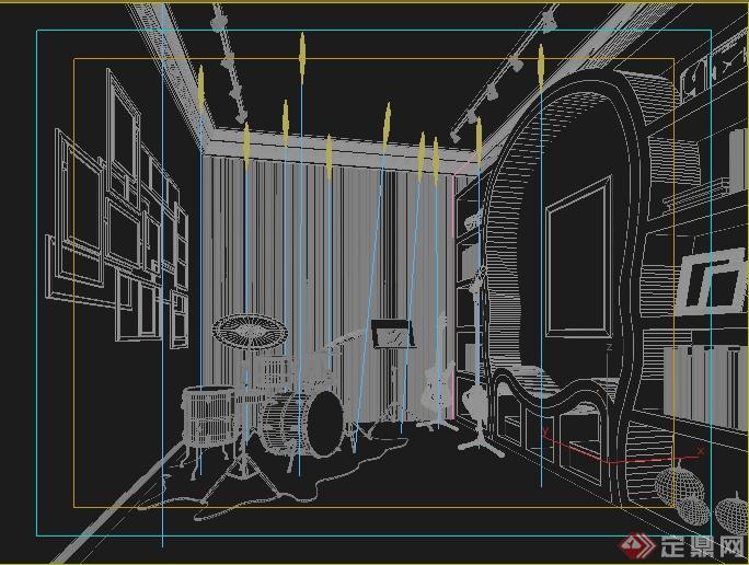 某现代音乐房练歌房室内装饰3DMAX模型(1)