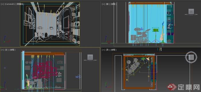 某现代音乐房练歌房室内装饰3DMAX模型(2)