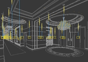 某酒店会所走廊装饰设计3DMAX模型