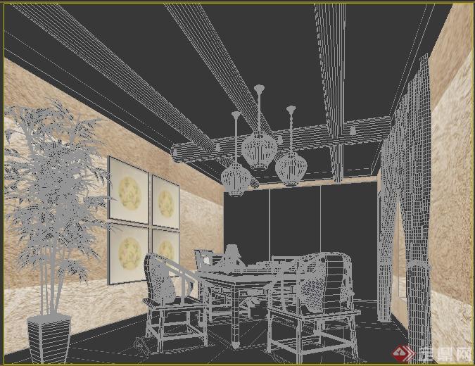 某中式茶室包房室内装饰3dmax模型(1)