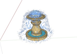 某欧式水景喷泉设计SU(草图大师)模型素材