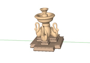某欧式水景喷泉设计SU(草图大师)模型素材3