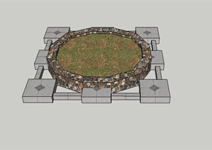 某园林景观树池设计SU(草图大师)模型素材4