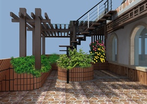 某天台花架景观设计3DMAX模型