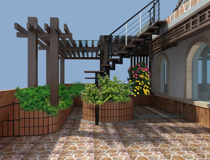 某天台花架景观设计3DMAX模型