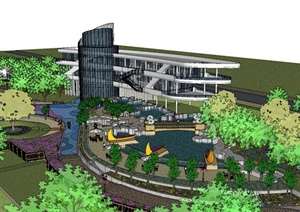 某现代酒店建筑景观设计sketchup模型