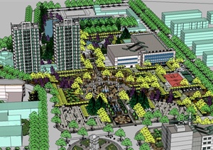 某城市中心广场景观设计SU(草图大师)模型