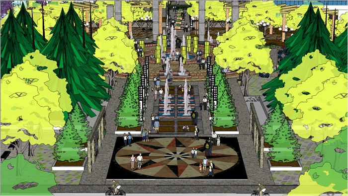 某城市中心广场景观设计SU模型