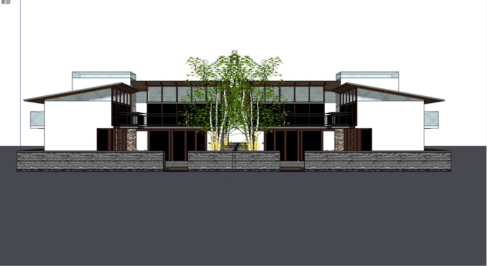 某庭院小别墅建筑景观设计sketchup模型