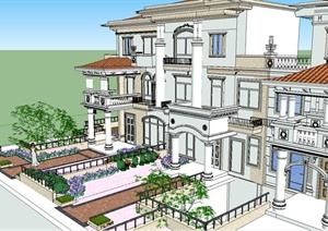 某联排精致欧式别墅建筑设计sketchup模型