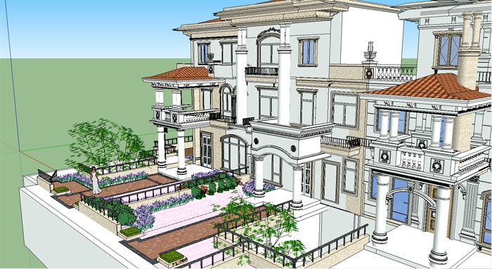 某联排精致欧式别墅建筑设计sketchup模型
