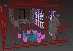 某中式茶室室内装修设计3dmax模型
