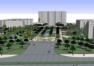 某办公区休闲广场景观设计SU(草图大师)模型