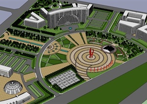 某中型城市广场景观设计SU(草图大师)模型
