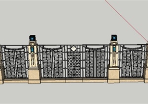 某园林景观围墙设计SU(草图大师)模型素材2