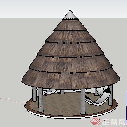 园林景观之东南亚风格景观亭设计方案SU模型1(1)