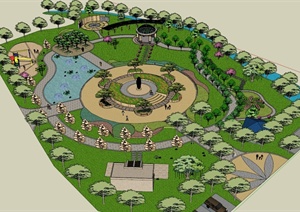 某小型公园景观设计SU(草图大师)模型1