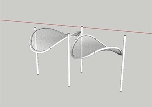 某园林景观张拉膜设计SU(草图大师)模型素材2