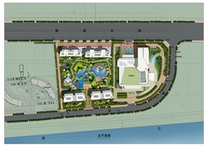 某滨江小区景观规划设计总平图PSD格式