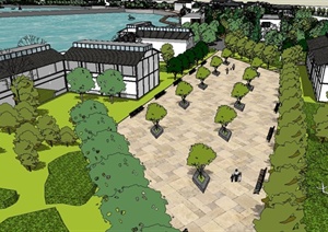 某滨水公园景观规划设计SU(草图大师)模型1