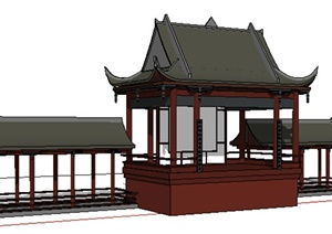 园林景观之戏台设计方案SU(草图大师)模型
