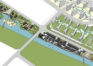 某湖滨渡假中心建筑景观设计SU(草图大师)模型