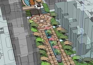 某住宅区中央绿地景观设计SU(草图大师)模型