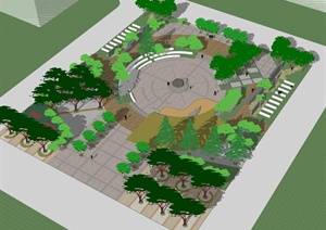 某小广场景观设计SU(草图大师)模型2