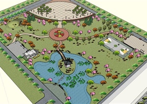 园林景观之现代公园景观设计SU(草图大师)模型1