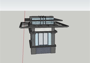 某现代园林景观门房门卫SU(草图大师)模型素材