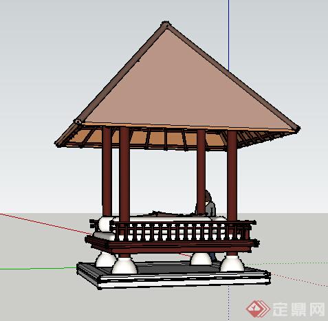 园林景观之东南亚风格景观亭设计su模型2(2)