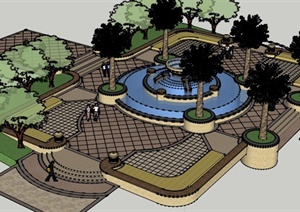 园林景观之现代广场景观设计SU(草图大师)模型