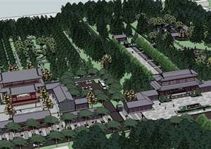 某中式纪念公园建筑景观设计SU(草图大师)模型