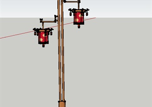 某中式户外灯具设计SU(草图大师)模型素材
