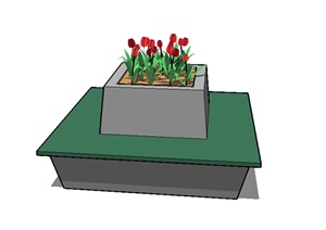 某现代树池坐凳设计SU(草图大师)模型素材