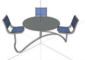 某室内家具圆桌坐凳SU(草图大师)模型素材2