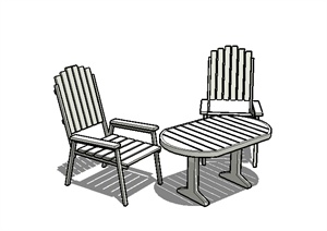 某园林景观户外坐凳设计SU(草图大师)模型素材2