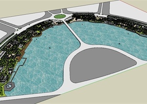 某滨水公园广场景观设计sketchup模型