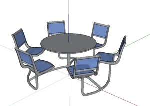 某室内家具圆桌坐凳SU(草图大师)模型素材3