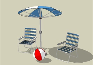 某太阳伞坐凳设计SU(草图大师)模型素材