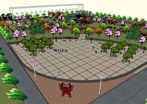 某现代中式公园广场景观设计sketchup模型