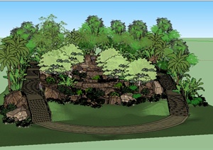 某热带雨林旅游景观SU(草图大师)模型素材